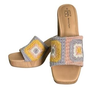 NOBO Chunky Crochet Design Slip On Platform Sandals Womens Size 6M Multicolor